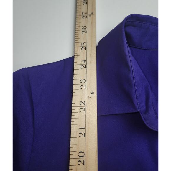 Theory Top Womens M Besson Purple Pleated Button-up corpcore colorful office - Picture 6 of 8